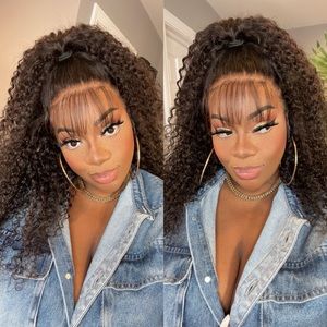 22" Curly 13x4 Lace Frontal Human Hair Wig (not a bang wig) -Beauty Forever Hair